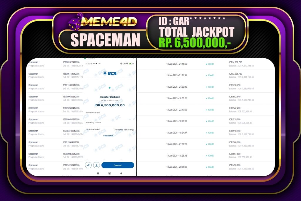 Bukti Jp MEME4D Casino Online 14 JANUARI 2025