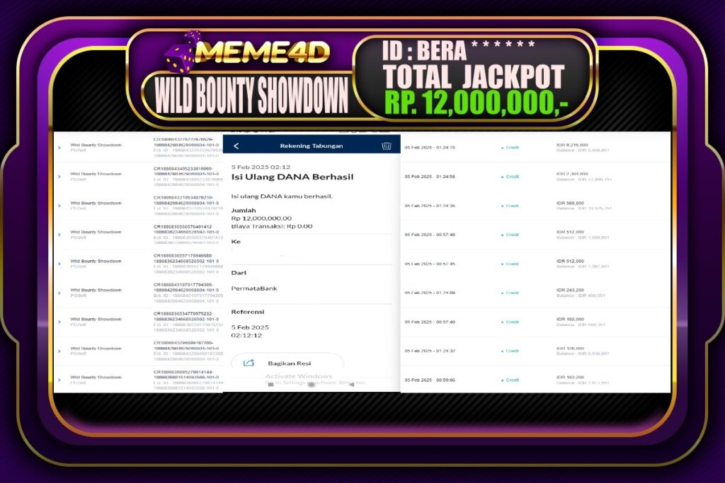 Bukti Jp MEME4D Slot Online 05 Februari 2025