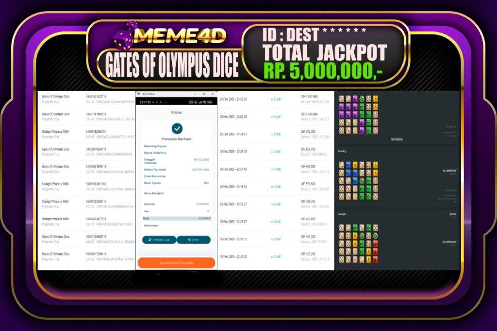 Bukti Jp MEME4D Slot Online 07 Februari 2025