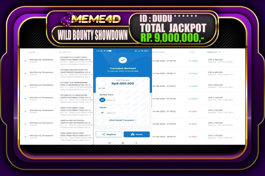 Bukti Jp MEME4D Slot Online 10 Februari 2025