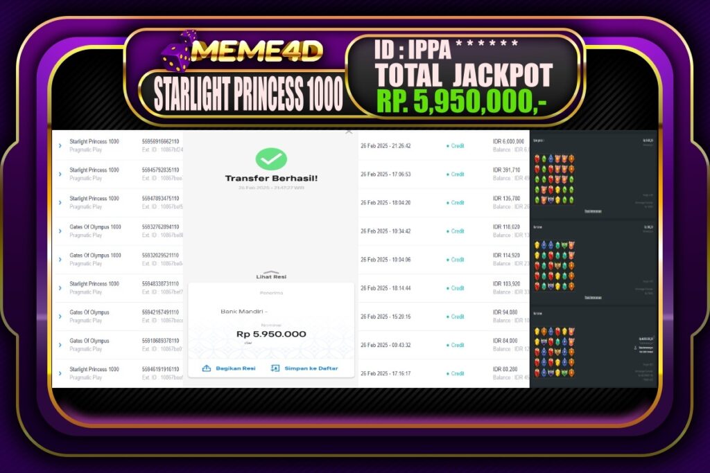 Bukti Jp MEME4D Slot Online 27 Februari 2025