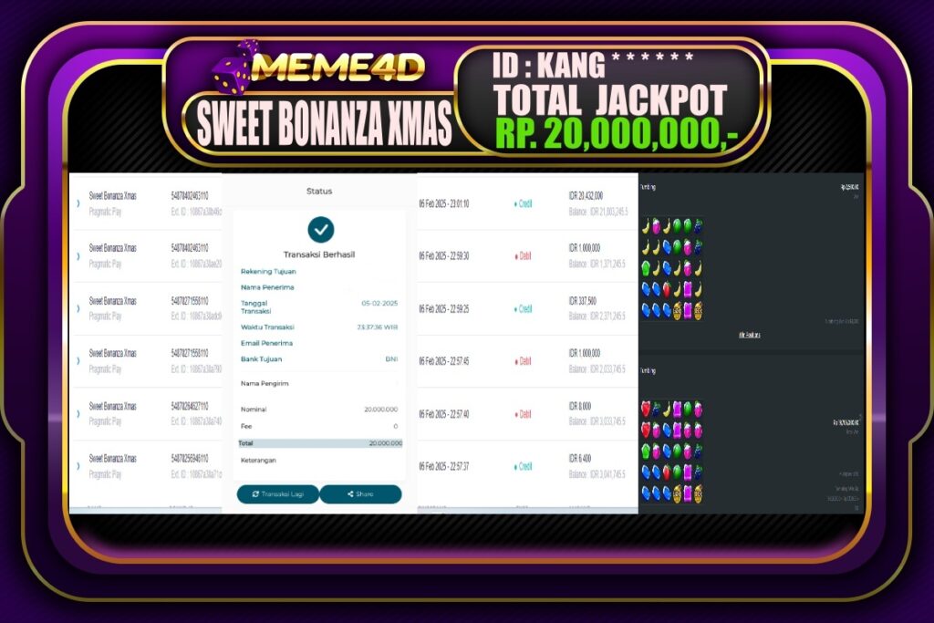 Bukti Jp MEME4D Slot Online 06 Februari 2025