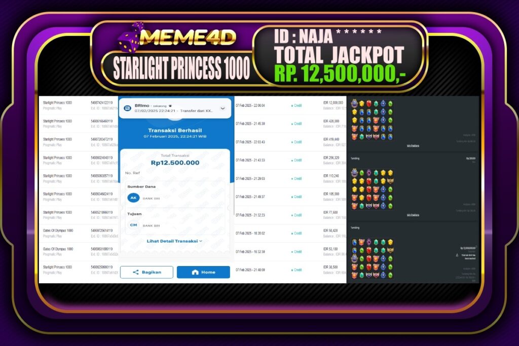 Bukti Jp MEME4D Slot Online 08 Februari 2025