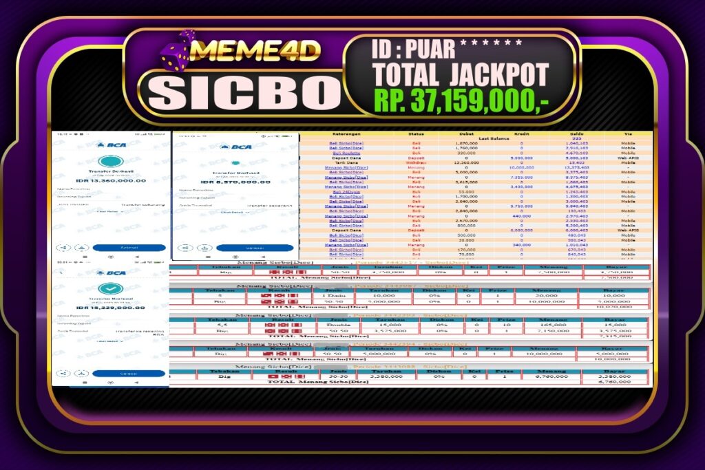 Bukti Jp MEME4D Casino Online 13 Februari 2025