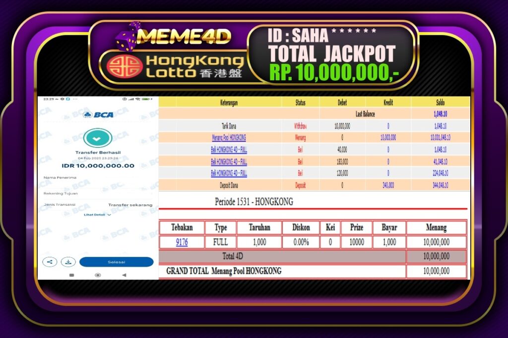 Bukti Jp MEME4D Togel Online 05 Februari 2025