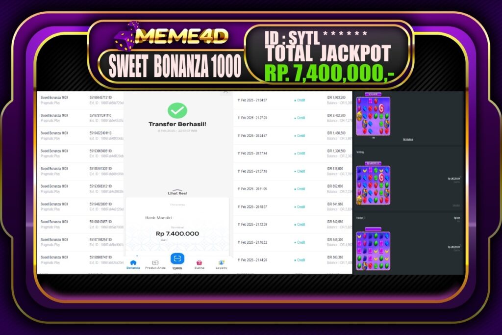 Bukti Jp MEME4D Slot Online 12 Februari 2025