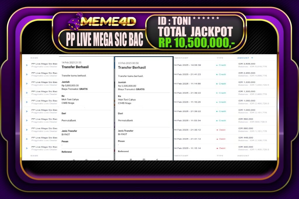 Bukti Jp MEME4D Slot Online 15 Februari 2025