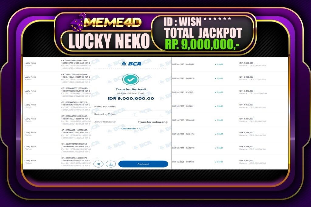 Bukti Jp MEME4D Slot Online 08 Februari 2025