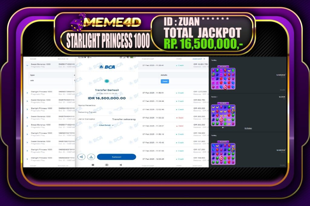 Bukti Jp MEME4D Slot Online 08 Februari 2025