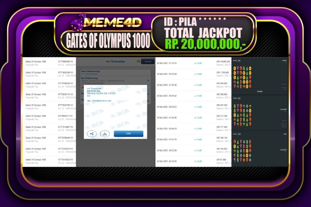 Bukti Jp MEME4D Slot Online 30 Maret 2025