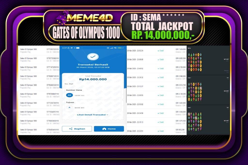Bukti Jp MEME4D Slot Online 30 Maret 2025