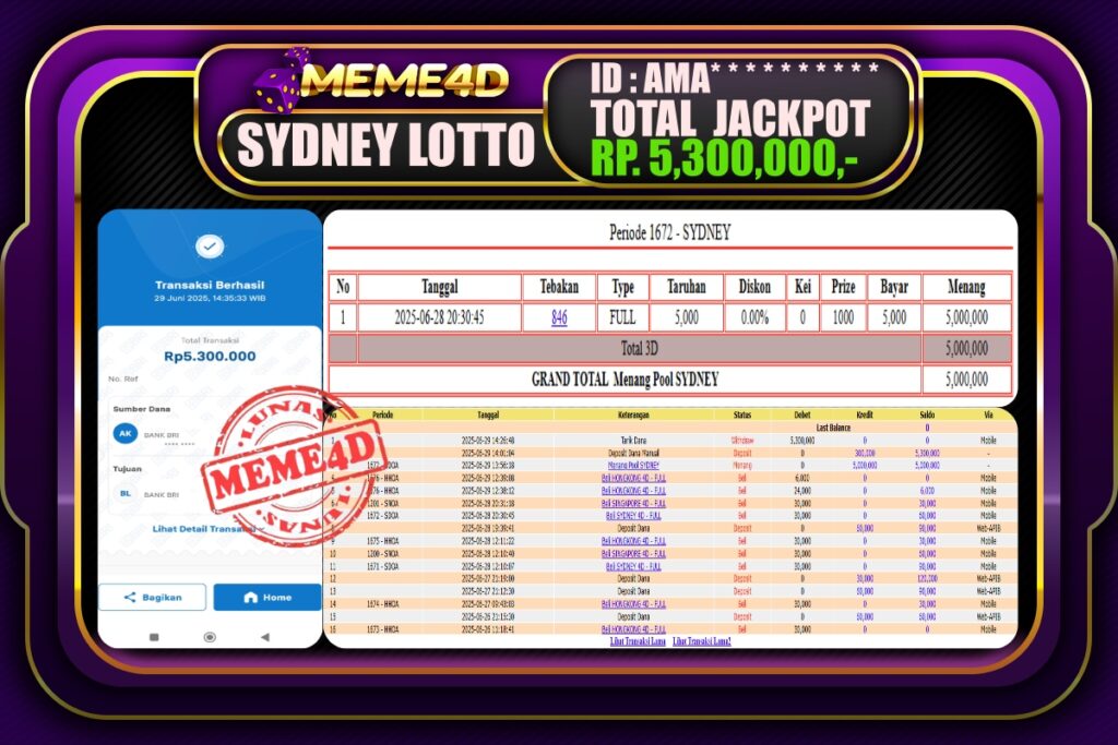 Bukti Jp MEME4D Togel Online 30 Juni 2025