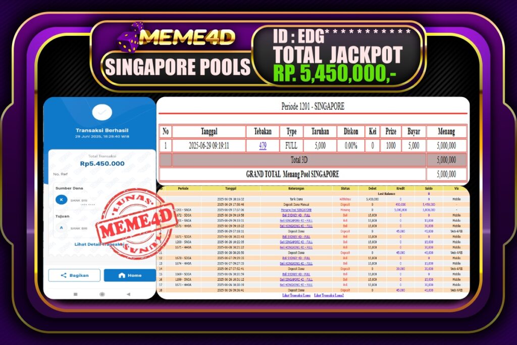 Bukti Jp MEME4D Togel Online 30 Juni 2025
