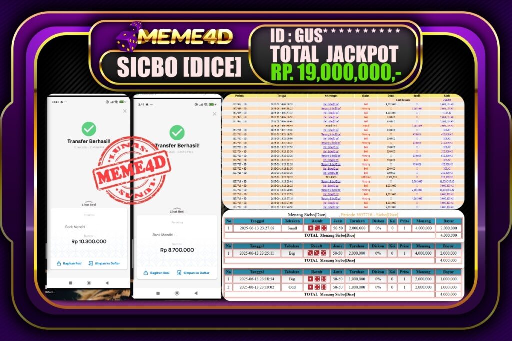 Bukti Jp MEME4D Casino Online 14 Juni 2025