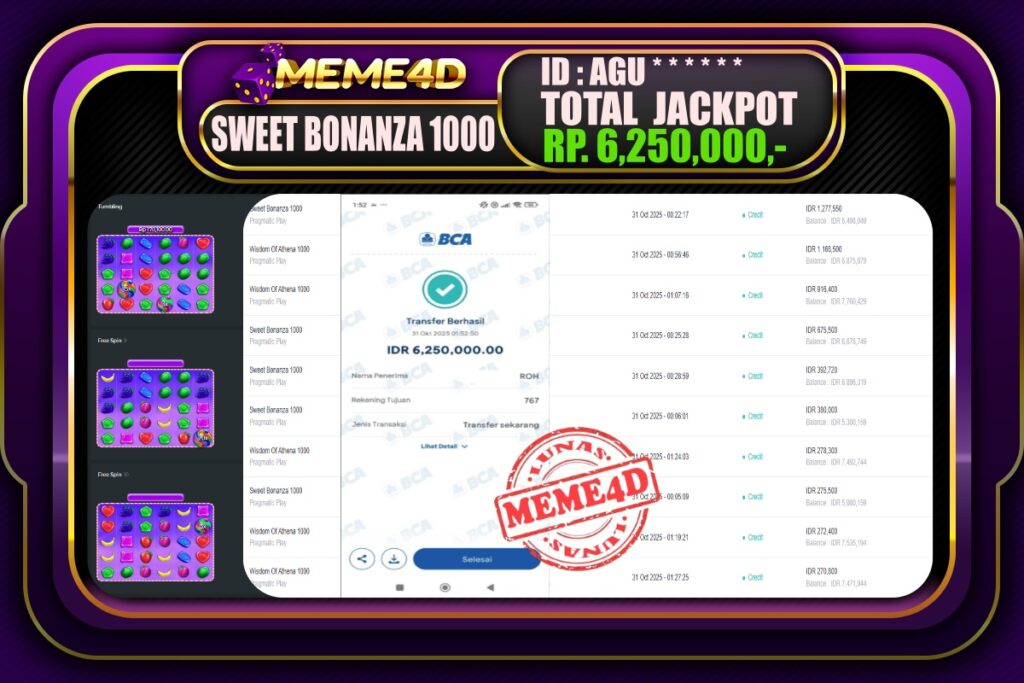 Bukti Jp MEME4D Slot Online 31 Oktober 2025