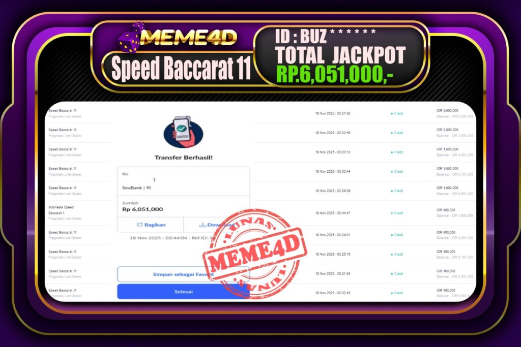 Bukti Jp MEME4D Casino Online 18 November 2025