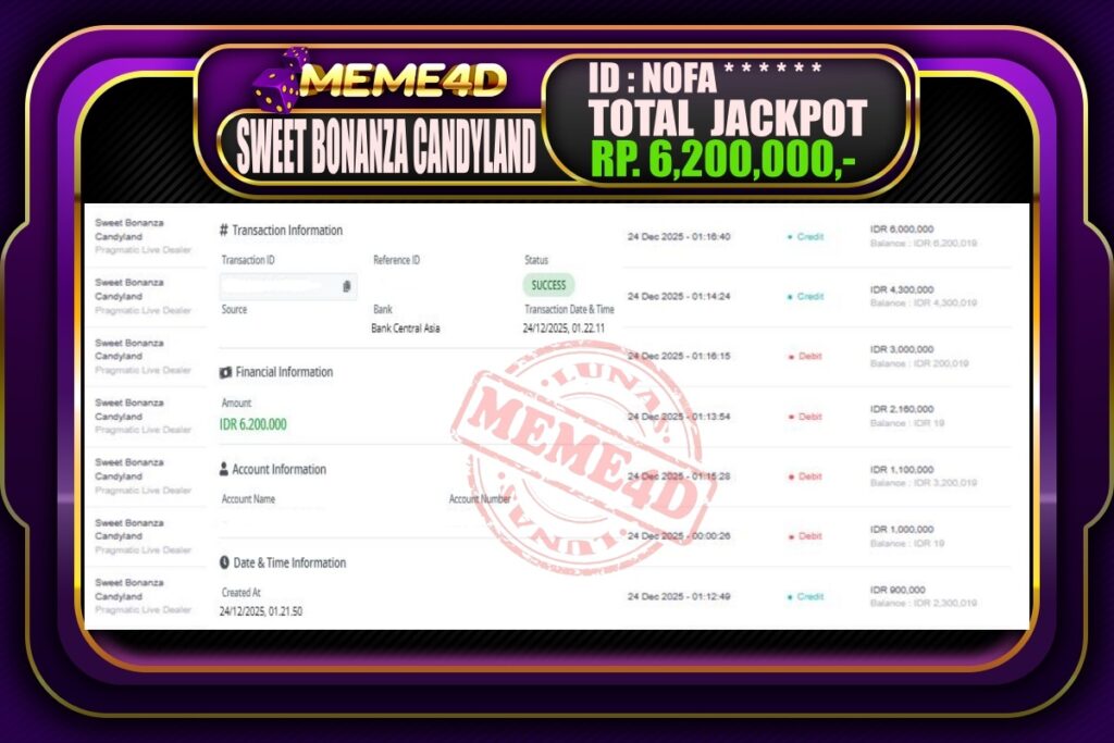 Bukti Jp MEME4D Casino Online 24 Desember  2025