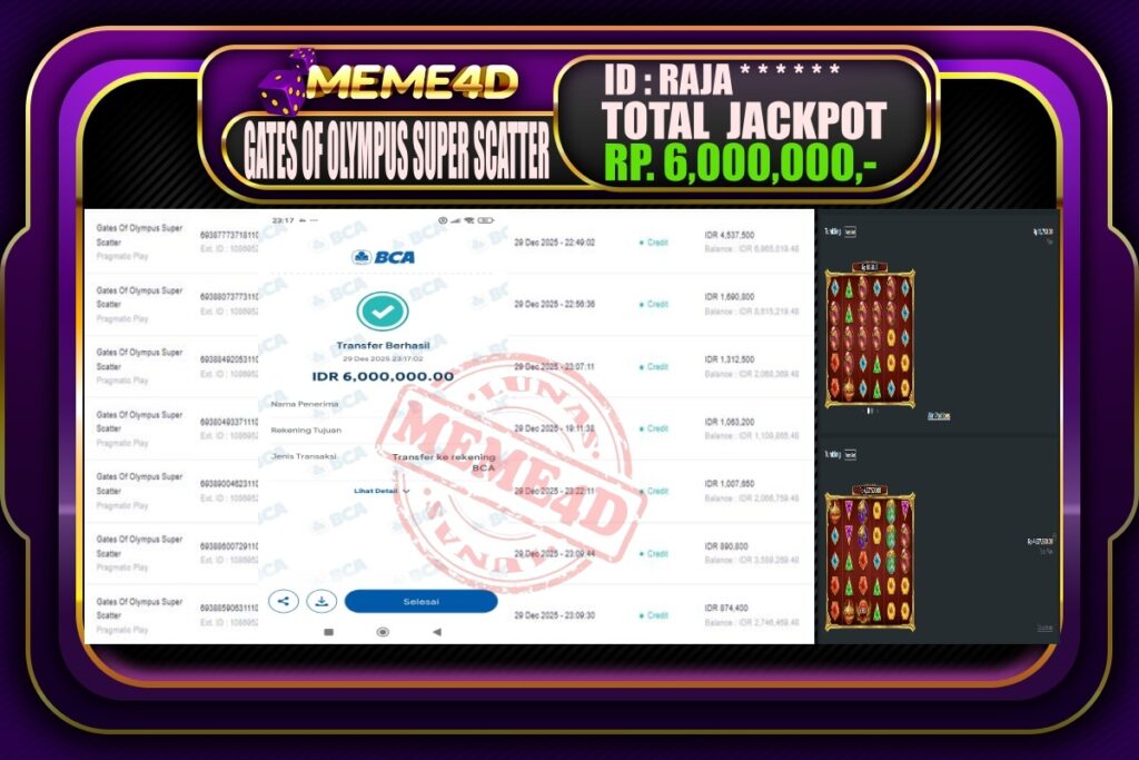 Bukti Jp MEME4D Slot Online 30 Desember 2025