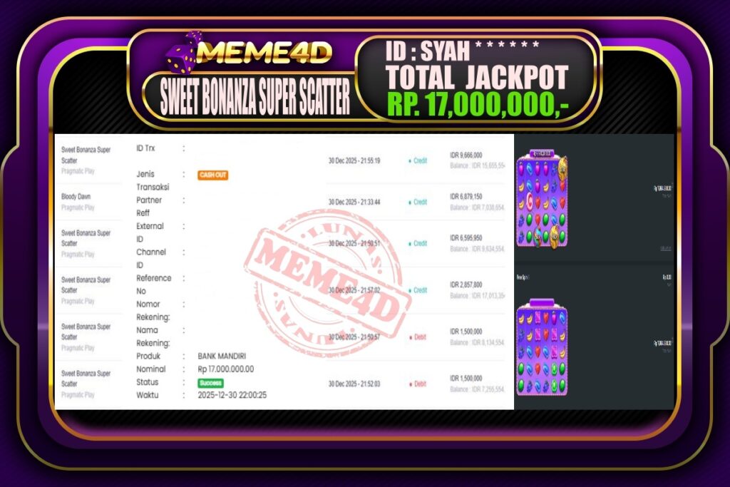 Bukti Jp MEME4D Slot Online 31 Desember 2025