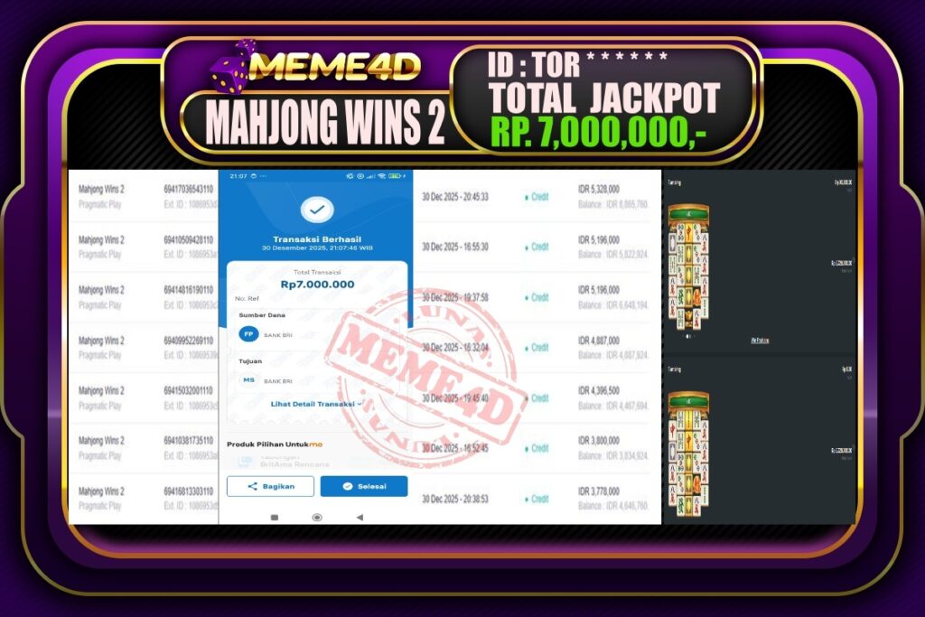 Bukti Jp MEME4D Slot Online 31 Desember 2025