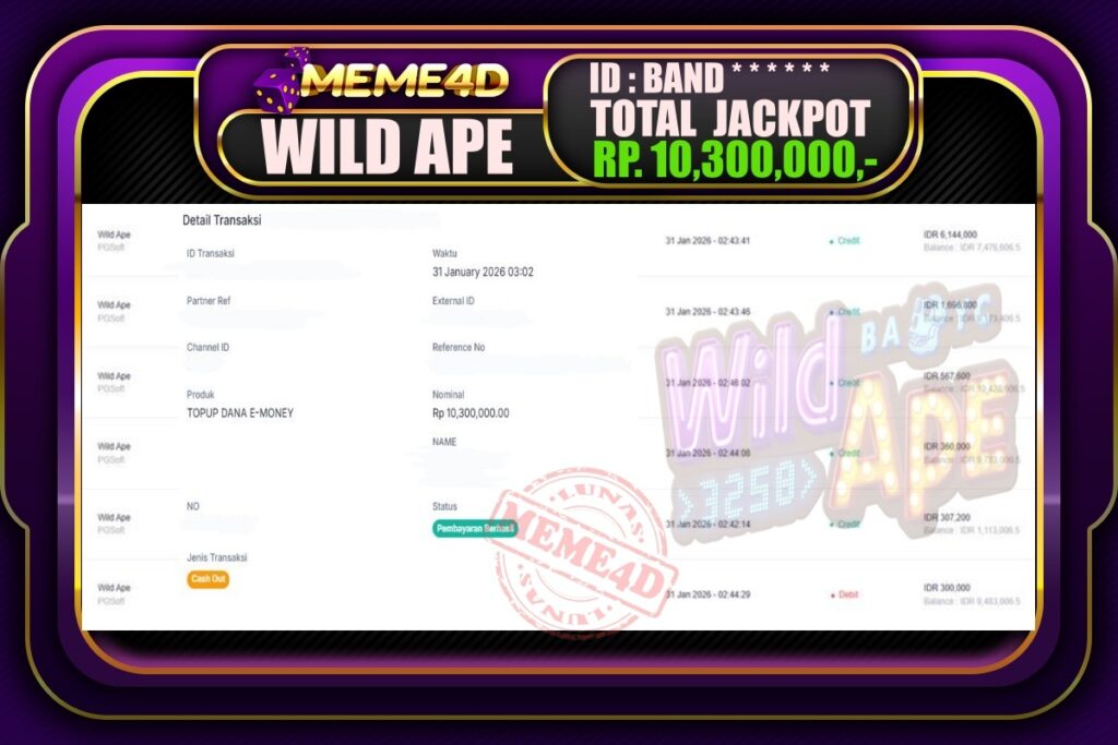 Bukti Jp MEME4D Slot Online 31 Januari 2026