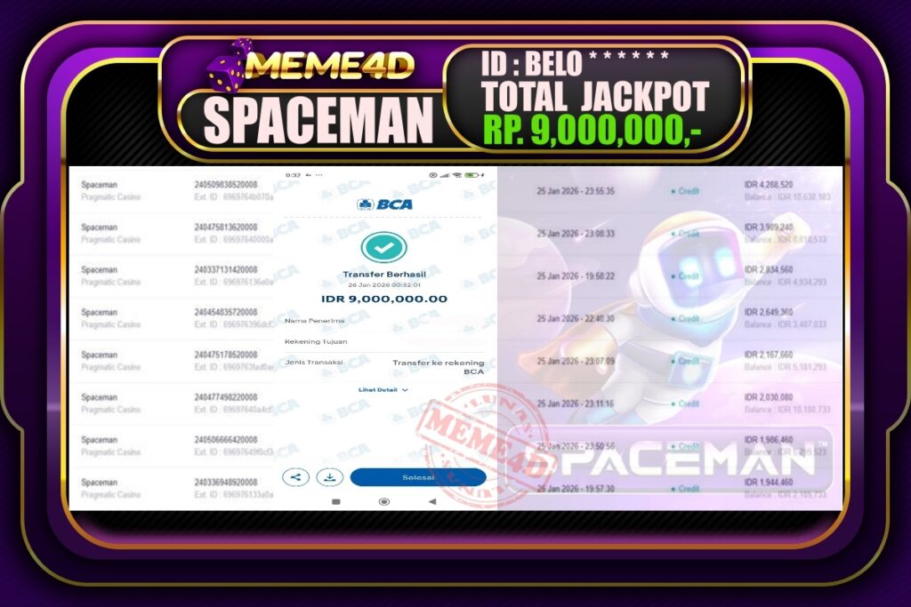 Bukti Jp MEME4D Casino Online 26 Januari 2026