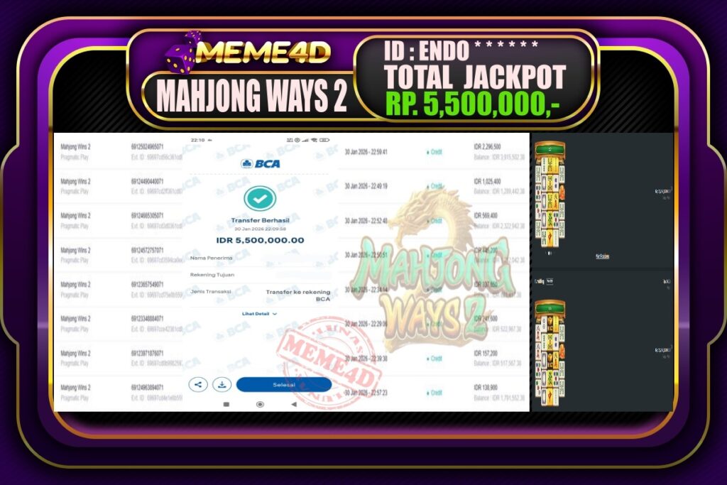 Bukti Jp MEME4D Slot Online 31 Januari 2026