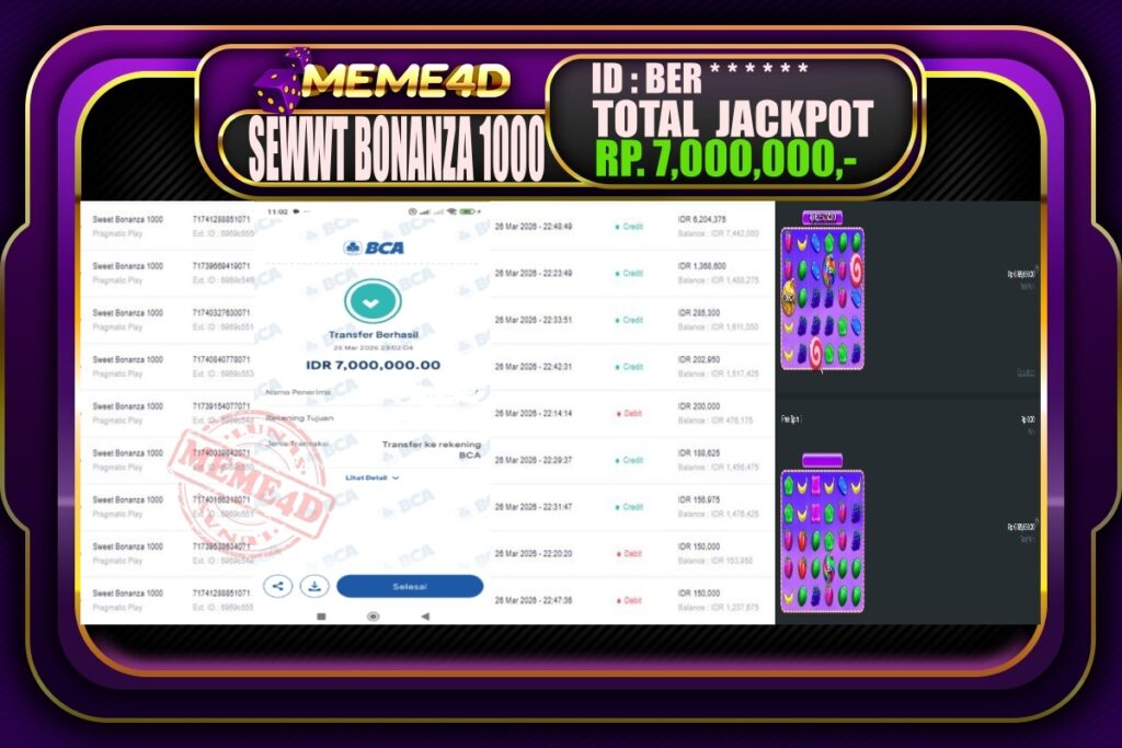 Bukti Jp MEME4D Slot Online 27 March 2026