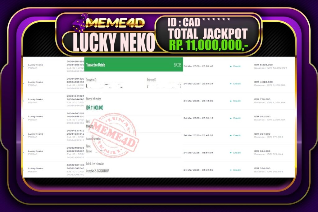 Bukti Jp MEME4D Slot Online 25 March 2026