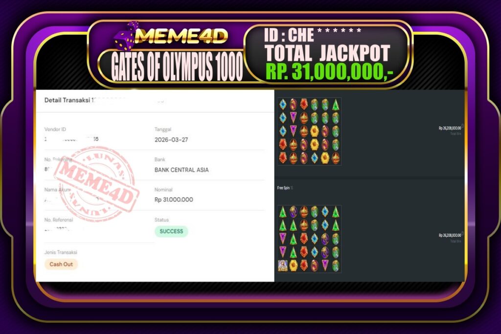 Bukti Jp MEME4D Slot Online 28 March 2026