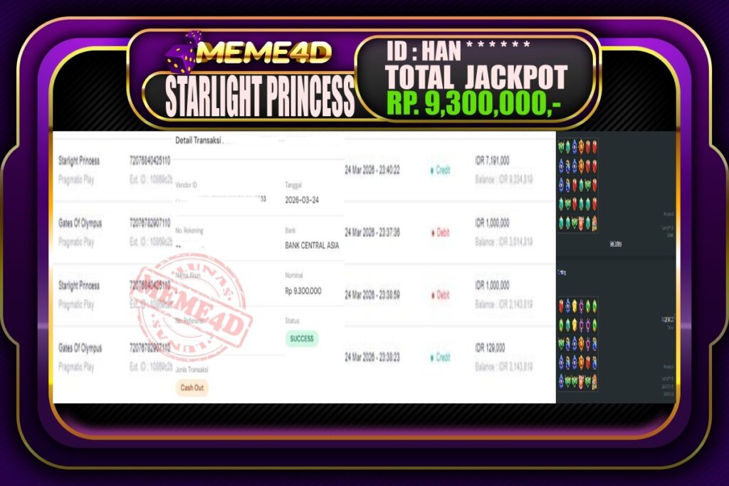 Bukti Jp MEME4D Slot Online 25 March 2026