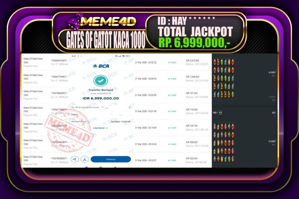 Bukti Jp MEME4D Slot Online 31 March 2026