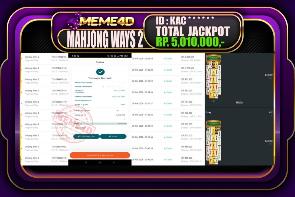 Bukti Jp MEME4D Slot Online 26 March 2026