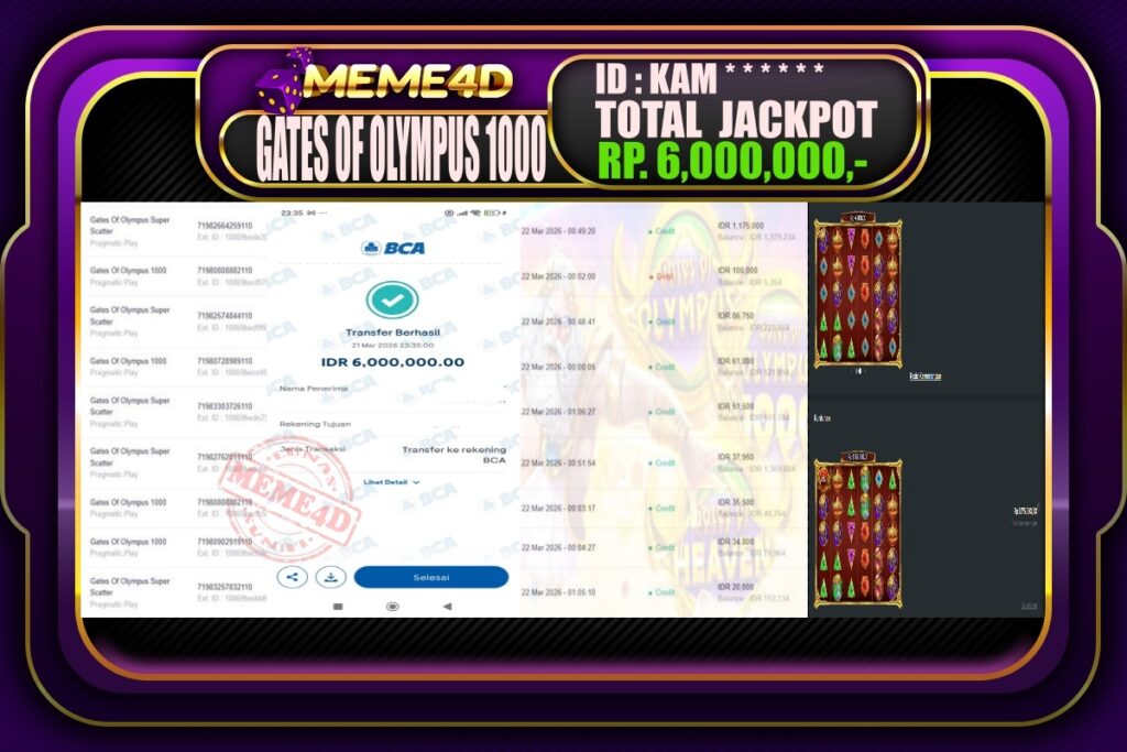 Bukti Jp MEME4D Slot Online 22 March 2026