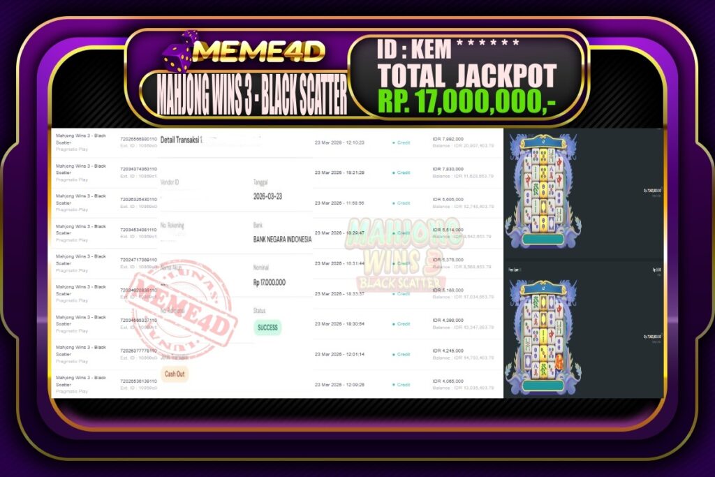 Bukti Jp MEME4D Slot Online 24 March 2026