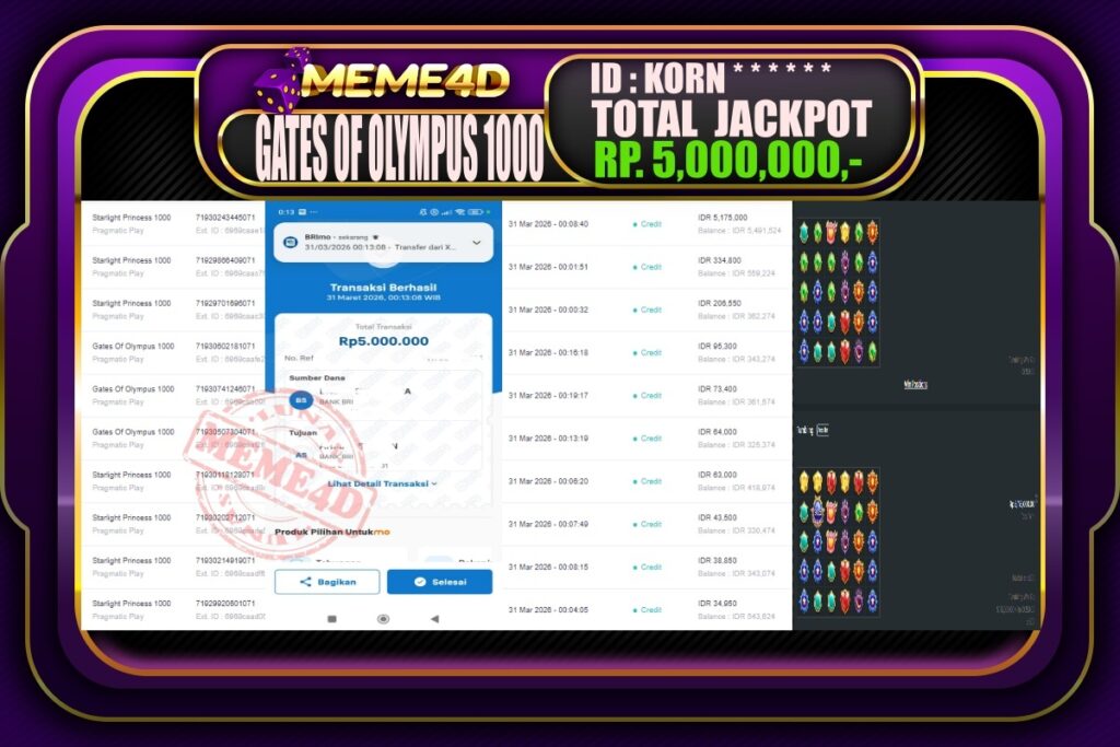 Bukti Jp MEME4D Slot Online 31 March 2026