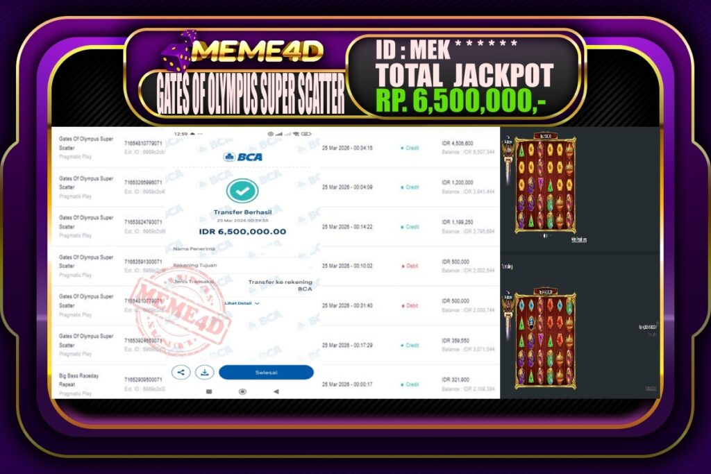 Bukti Jp MEME4D Slot Online 25 March 2026