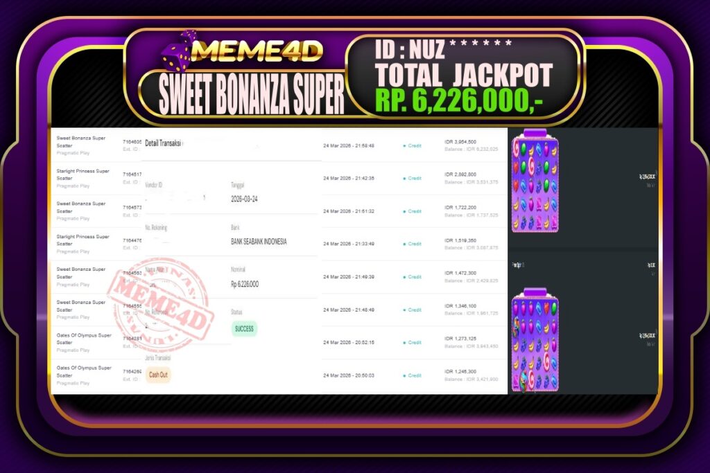 Bukti Jp MEME4D Slot Online 25 March 2026