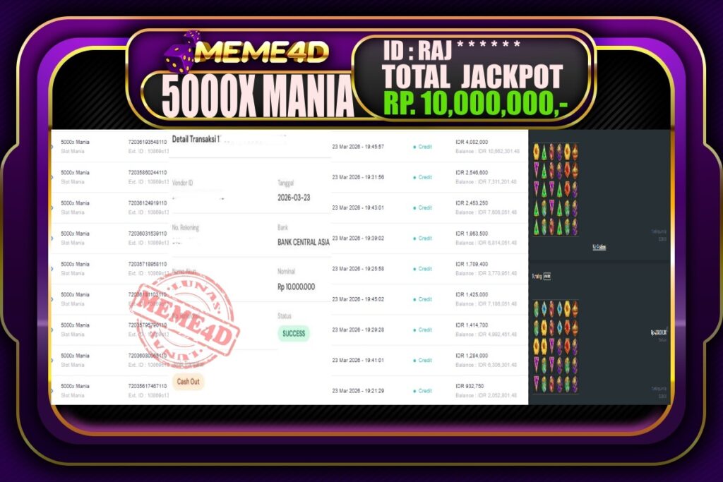 Bukti Jp MEME4D Slot Online  24 March 2026