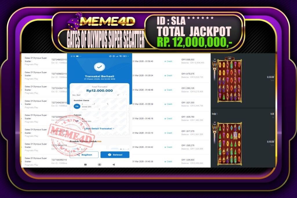 Bukti Jp MEME4D Slot Online 31 March 2026