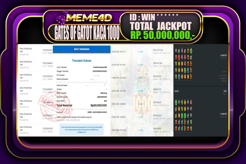 Bukti Jp MEME4D Slot Online 22 March 2026