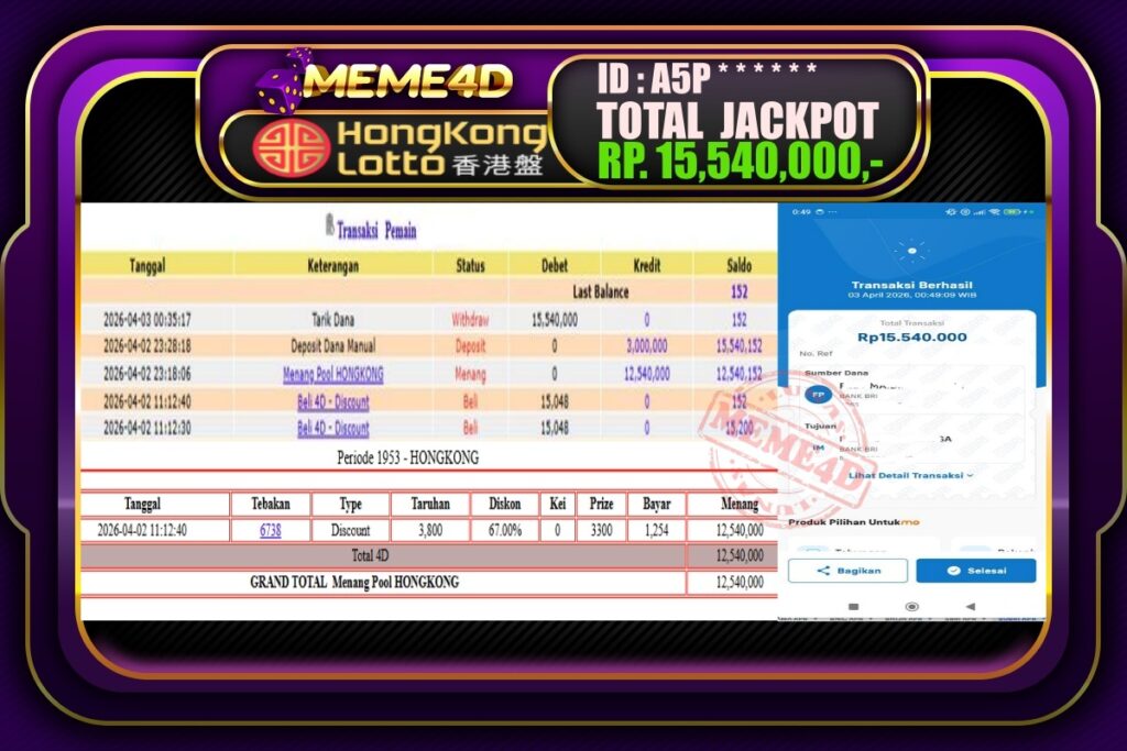 Bukti Jp MEME4D Togel Online 03 April 2026