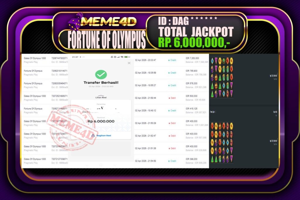 Bukti Jp MEME4D Slot Online 03 April 2026