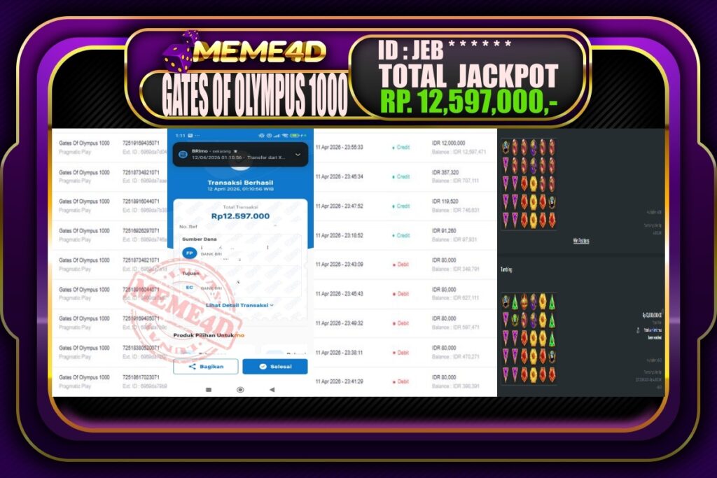 Bukti Jp MEME4D Slot Online 12 April 2026