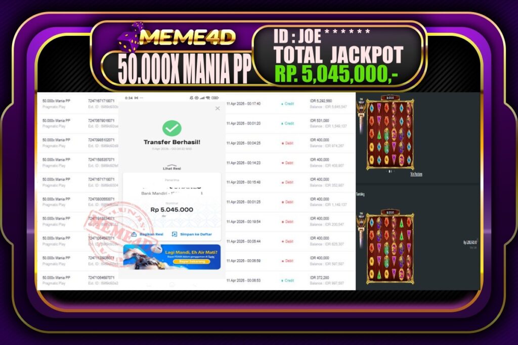 Bukti Jp MEME4D Slot Online 11 April 2026