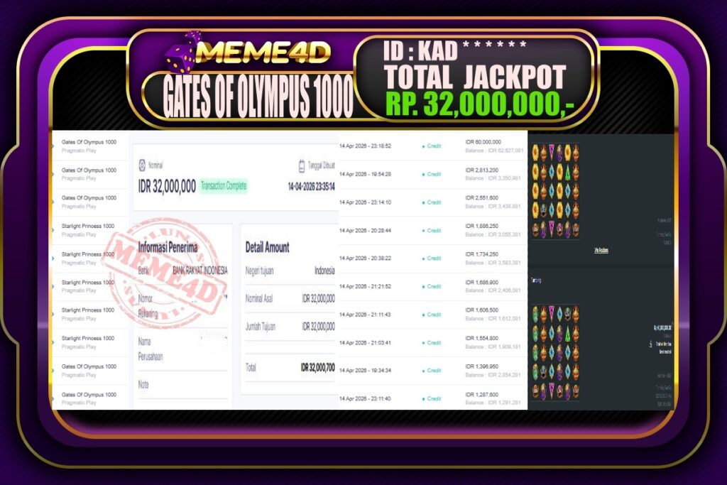 Bukti Jp MEME4D Slot Online 15 April 2026