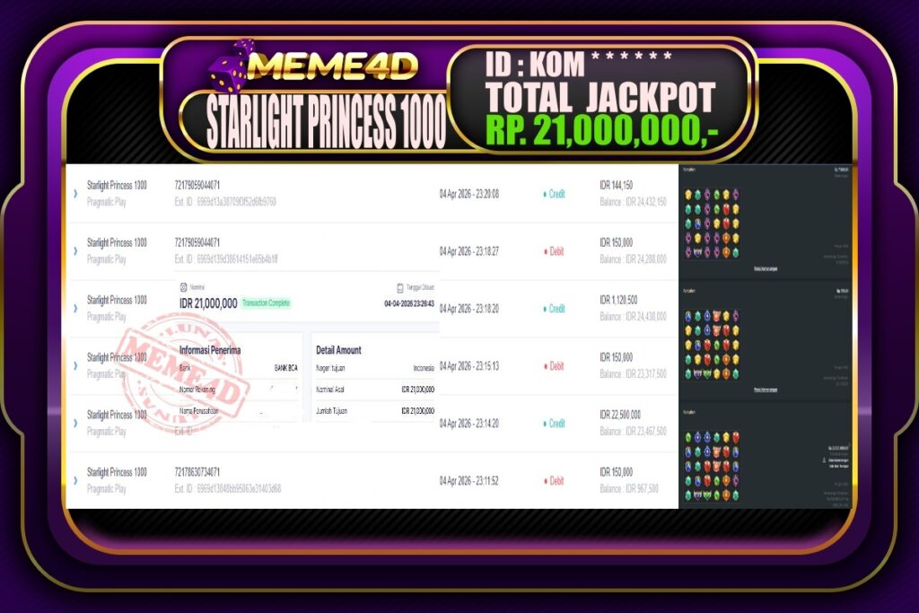 Bukti Jp MEME4D Slot Online 05 April 2026