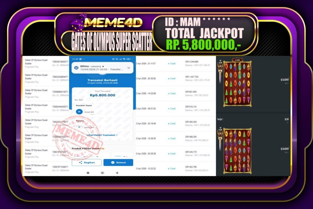 Bukti Jp MEME4D Slot Online 14 April 2026