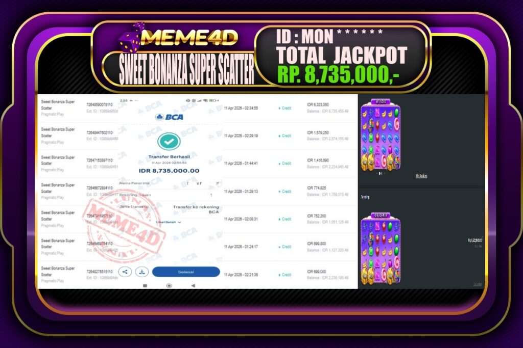 Bukti Jp MEME4D Slot Online 11 April 2026