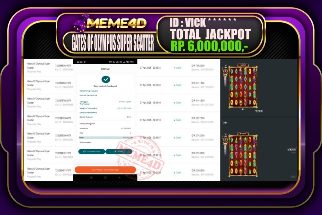 Bukti Jp MEME4D Slot Online 08 April 2026